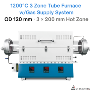 3 Zone – 120TG200-3 – 1200°C – Tube Furnace w/Gas Supply System – OD 120mm