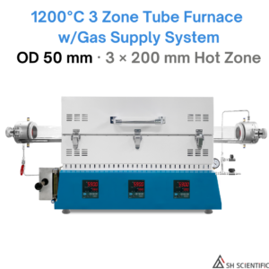 3 Zone – 50TG200-3 – 1200°C – Tube Furnace w/Gas Supply System – OD 50mm