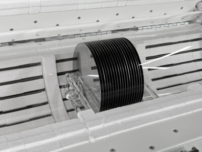 Wafer Tube Furnace showing Silicon Wafers inside the Quartz Tube