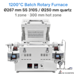 Batch Rotary Furnace – 12L – Tapered Stainless 310S & Quartz Tube