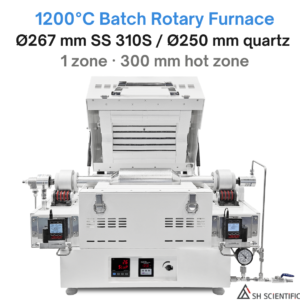 Batch Rotary Furnace - 12L - Tapered Stainless 310S & Quartz Tube