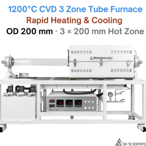 3 Zone – RTCVD200TG200-3 – Rapid Heating & Cooling CVD Tube Furnace – 1200°C – OD 200mm
