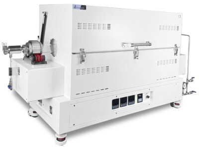 SH Scientific 3-zone batch rotary tube furnace for powder calcination