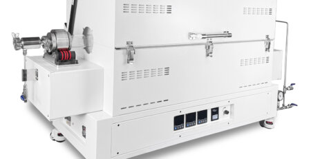 SH Scientific 3-zone batch rotary tube furnace for powder calcination